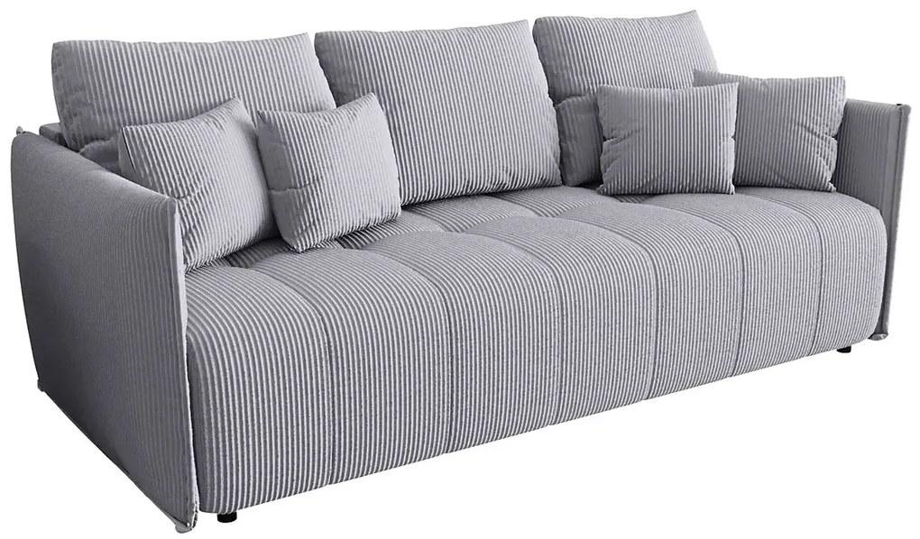 Jasnoszara sztruksowa sofa z funkcją spania F5-Z86
