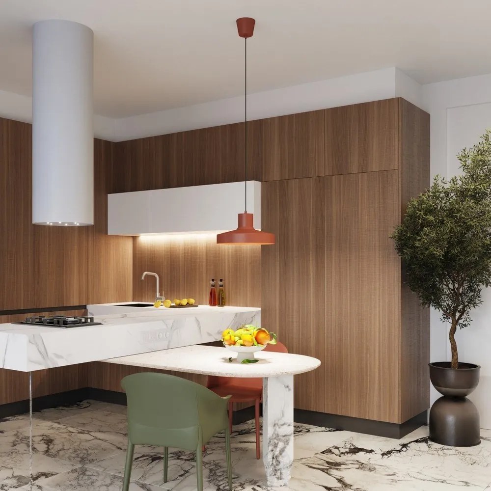 Pomarańczowa lampa wisząca z metalowym kloszem Vito – Sollux