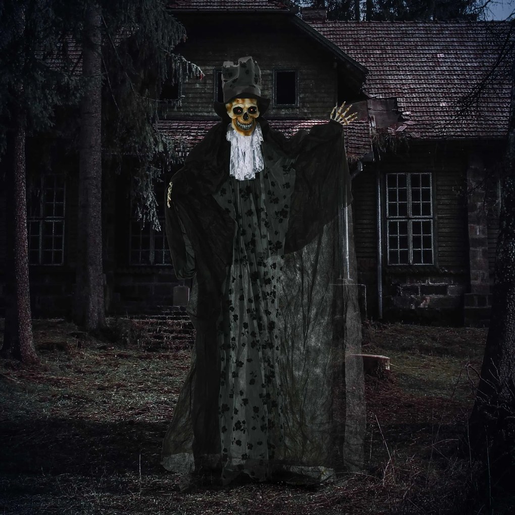 Outsunny Dekoracja Halloween Duch Pana Młodego z Efektami Specjalnymi i Funkcją Dźwiękową 125 cm x 65 cm x 189 cm