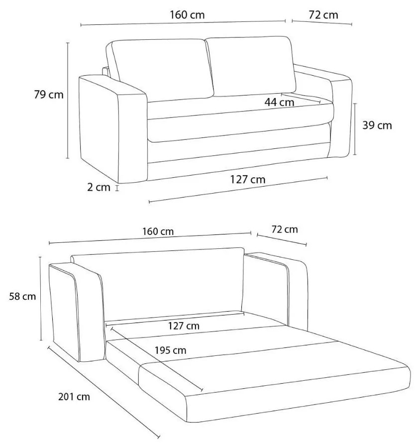 Beżowa rozkładana sofa 160 cm Come – Bobochic Paris