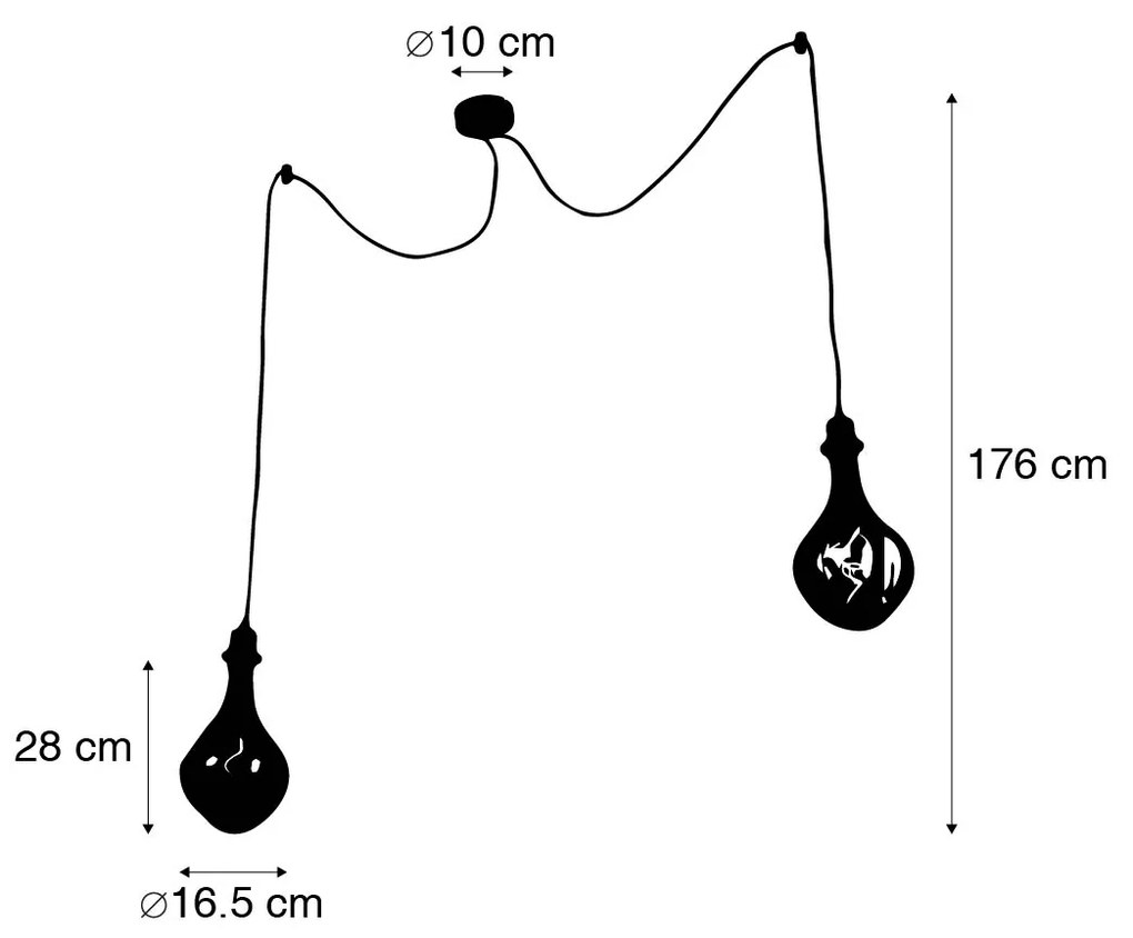 Lampa wisząca czarna 2-punktowa w tym LED złoto z możliwością ściemniania - Cava Luxe Nowoczesny Oswietlenie wewnetrzne