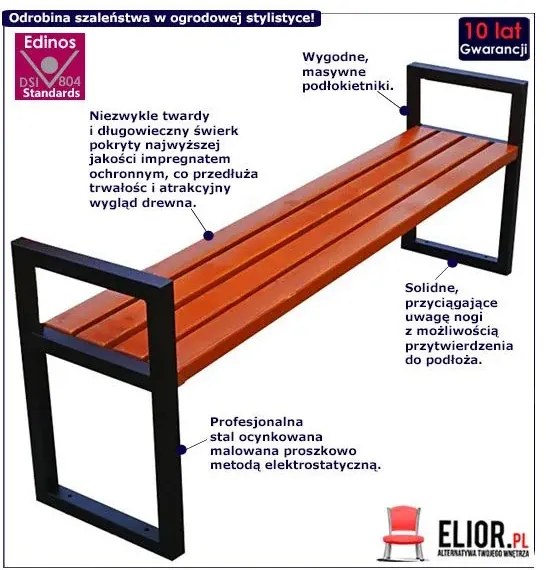 Nowoczesna ławka parkowa Ikas 150 cm - 84 kolory