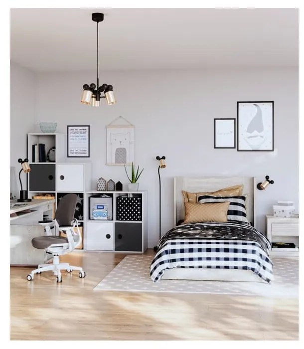 Czarny/w kolorze złota kinkiet dziecięcy z metalowym kloszem Mouse – GTV