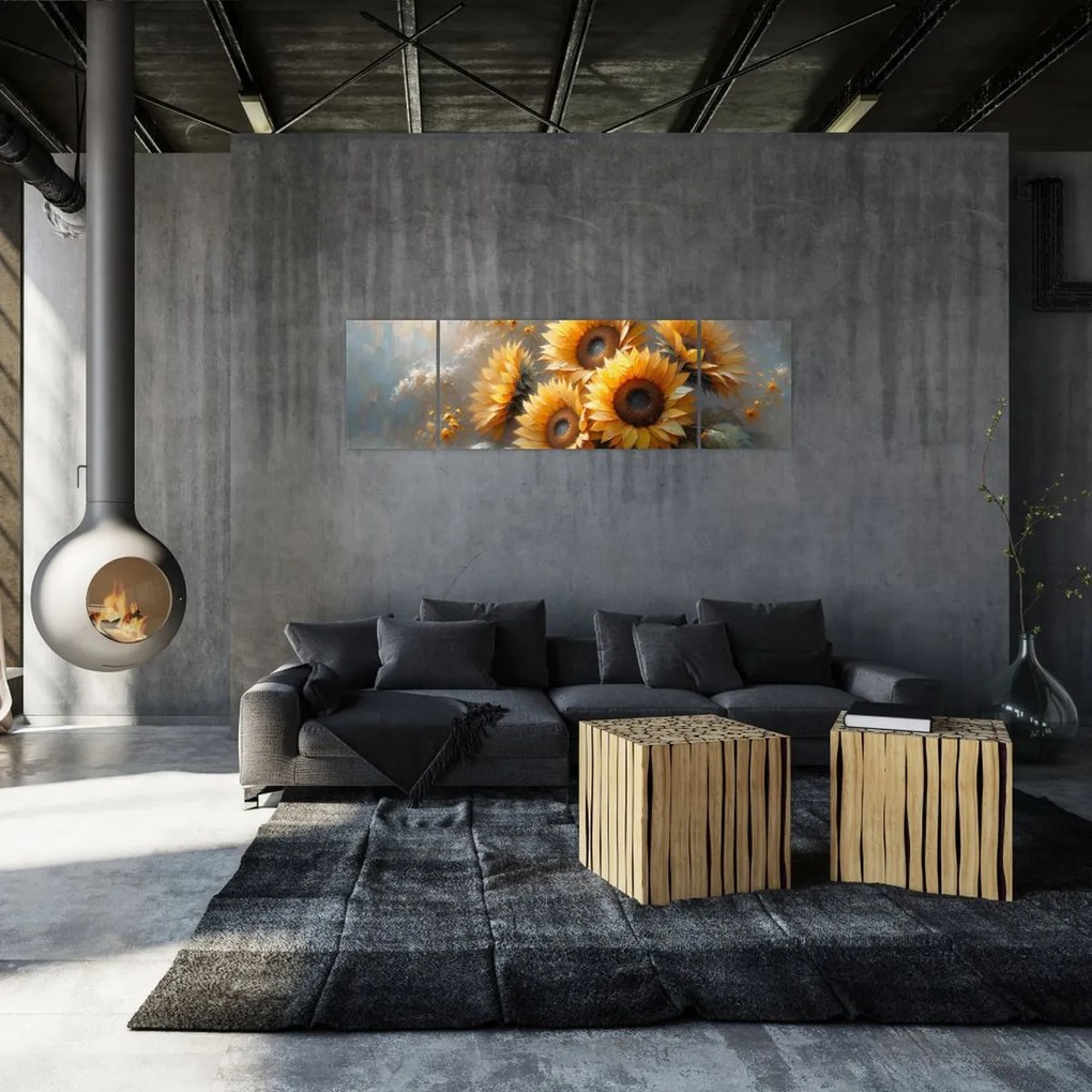 Obraz - Malowanie słoneczników (170x50 cm)