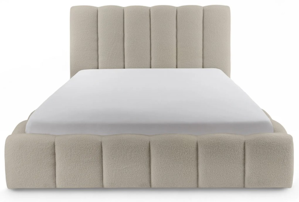 Łóżko tapicerowane Aura 180x200 z pojemnikiem - beżowa bukla Quelle 05