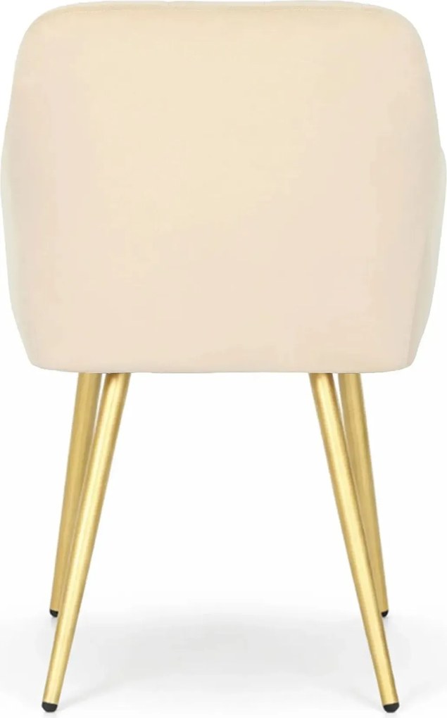 Zestaw 6 beżowych welurowych krzeseł pikowanych W6-M67