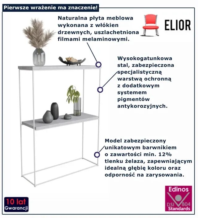 Konsola z podwójnym blatem beton + biały  F2-F30