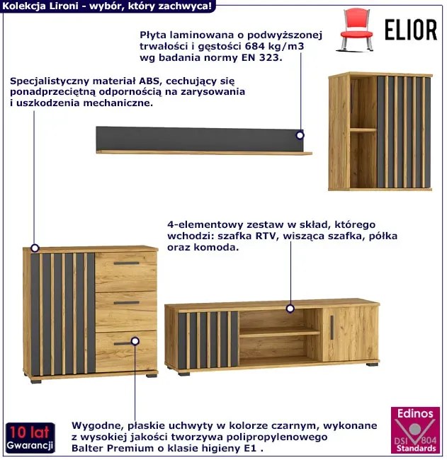 Komplet nowoczesnych mebli z lamelami L1-Z25