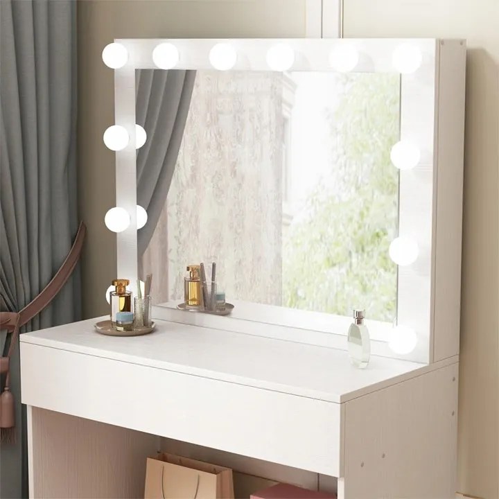 Toaletka kosmetyczna z lustrem LED – nowoczesna toaletka do makijażu i wizażu w stylu glamour loft