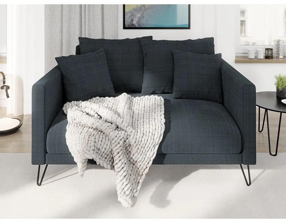 Ciemnoszara sofa z tkaniny szenilowej 140 cm Freya – Ropez