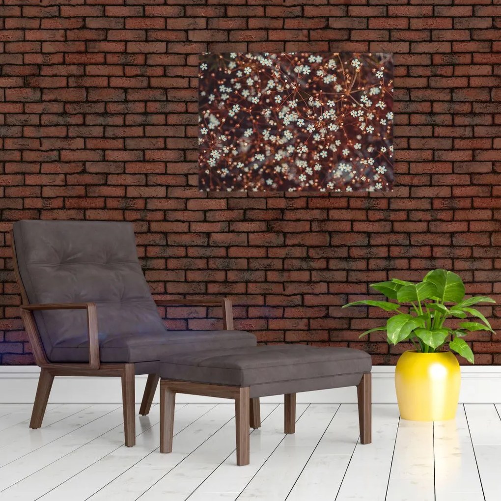 Obraz na szkle - kwiat niezapominajki (70x50 cm)