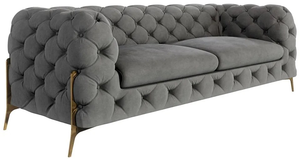 Szara aksamitna sofa 225 cm Chelsea Bis – Ropez