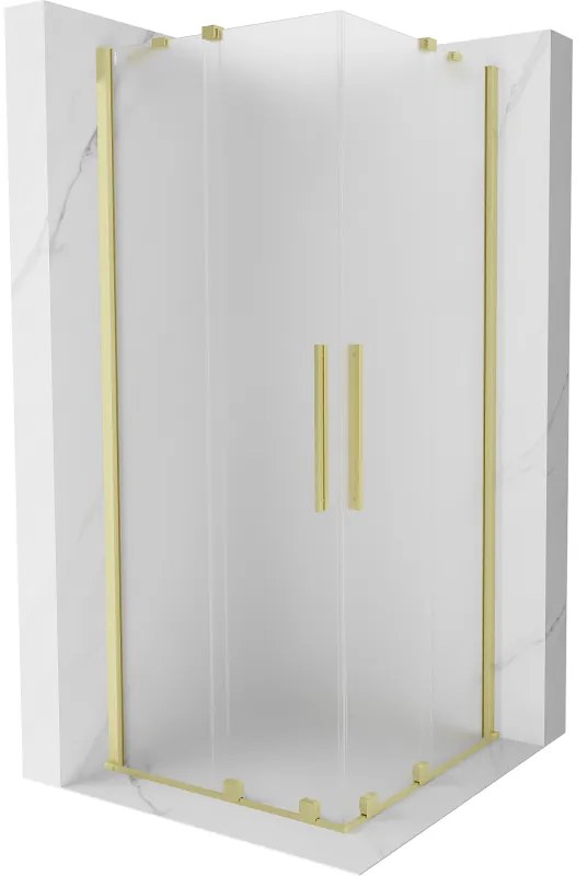 Mexen Velar Duo kabina prysznicowa rozsuwana 100 x 100 cm, szron, złota szczotkowana - 871-100-100-32-55