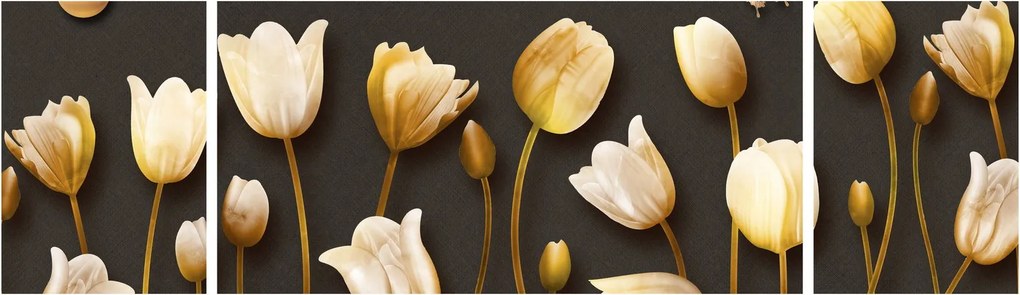 Obraz - Tulipany - abstrakcja (170x50 cm)