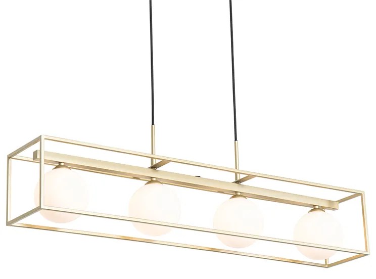 Designerska lampa wisząca złota z białym szkłem 4-światła - AniekDesignerski Oswietlenie wewnetrzne