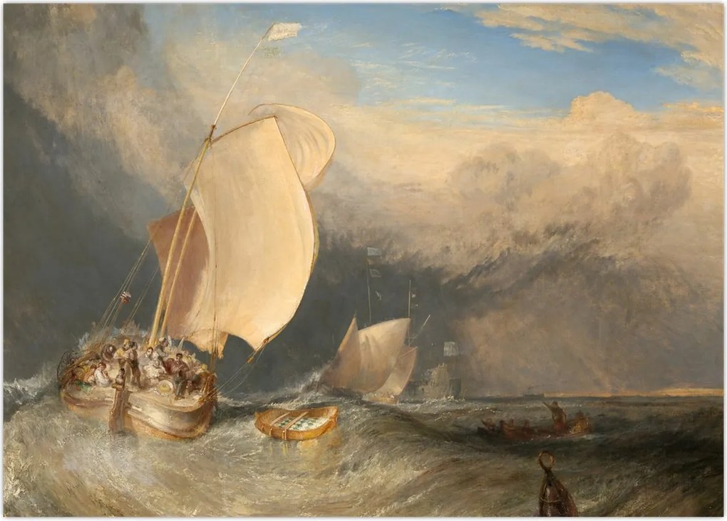 Obraz - William Turner, Fishing Boats with Hucksters Bargaining for Fish, reprodukcje (70x50 cm)