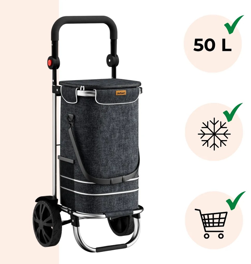 Torba na zakupy na kółkach EASY, 50l, czarna Jurhan