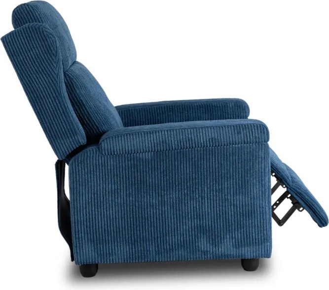 Fotel Rozkładany z Podnóżkiem SPENCER Granatowy Sztruksowy Nowoczesny