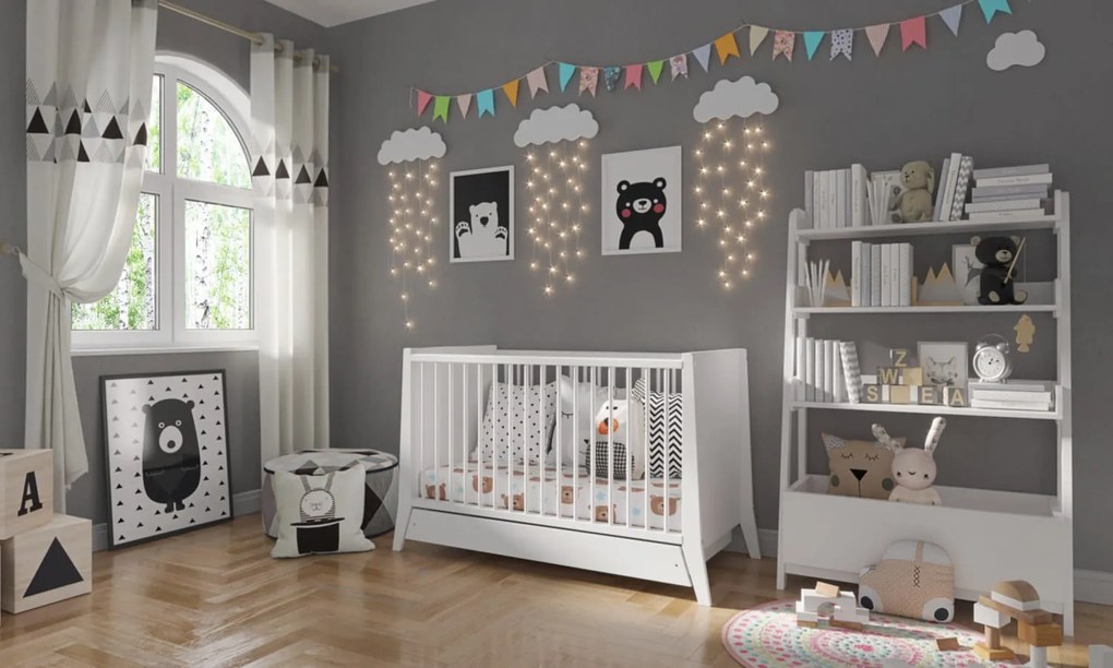 Łóżeczko Cosmo białe 120/60 z szufladą