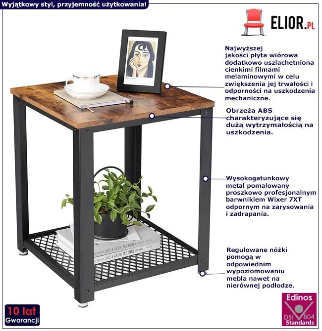 Industrialny Stolik Kawowy Z Półką D5-T52