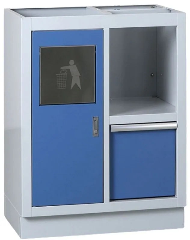 Szafka warsztatowa z koszem na śmieci do blatu EXPERT, 680 x 455 x 910 mm, niebieski