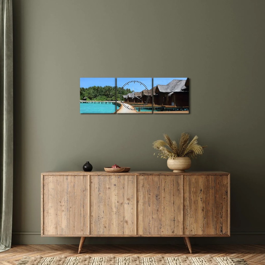 Obraz Malediwów (z zegarem) (90x30 cm)