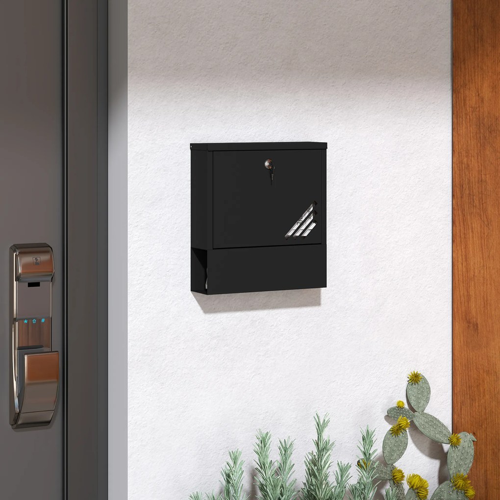 HOMCOM Skrzynka Pocztowa z Okienkiem, Montaż Ścienny, Zamykana, Odporna na Rdzę i Warunki Pogodowe, Szara
