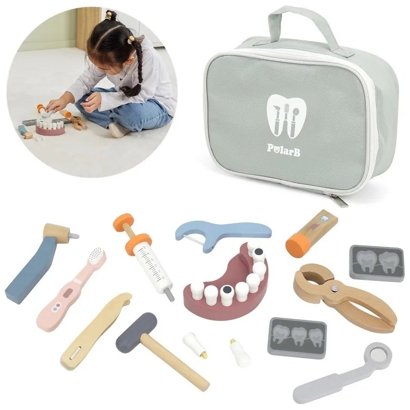 Viga polarb drewniany zestaw dentysty torba