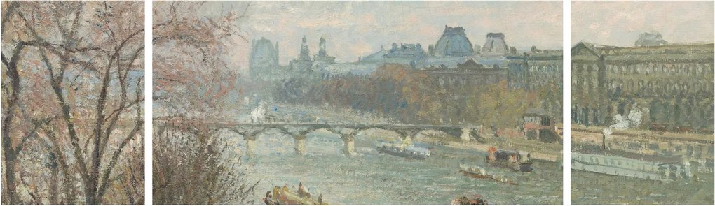 Obraz - Camille Pissarro, The Louvre, Afternoon, Rainy Weather, reprodukcje (170x50 cm)