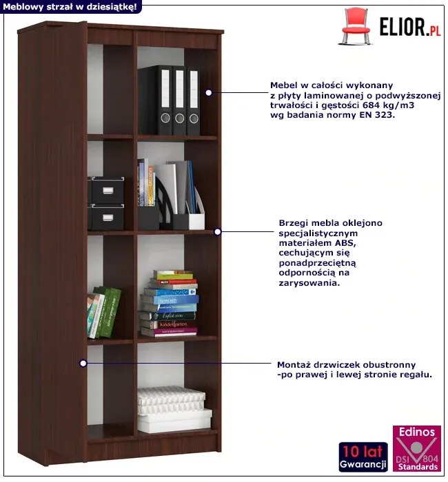 Klasyczny regał do biura z drzwiczkami wenge - Cersal 3X
