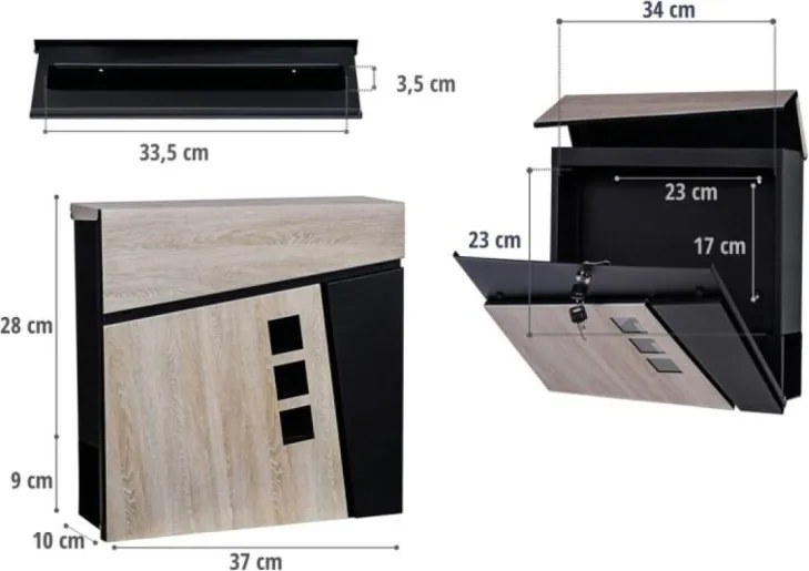 STILISTA  Skrzynka pocztowa Oslo, 370 x 370 x 100 mm