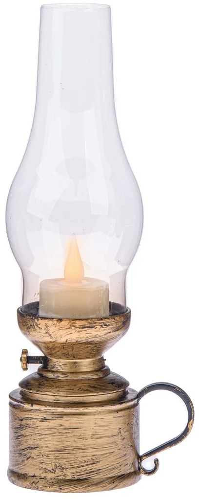 Plastikowa latarnia z świeczką LED Elegance 24,5cm, brązowa