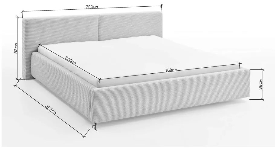 Tapicerowane łóżko dwuosobowe bez stelaża 160x200 cm w kolorze srebra Cube – Meise Möbel