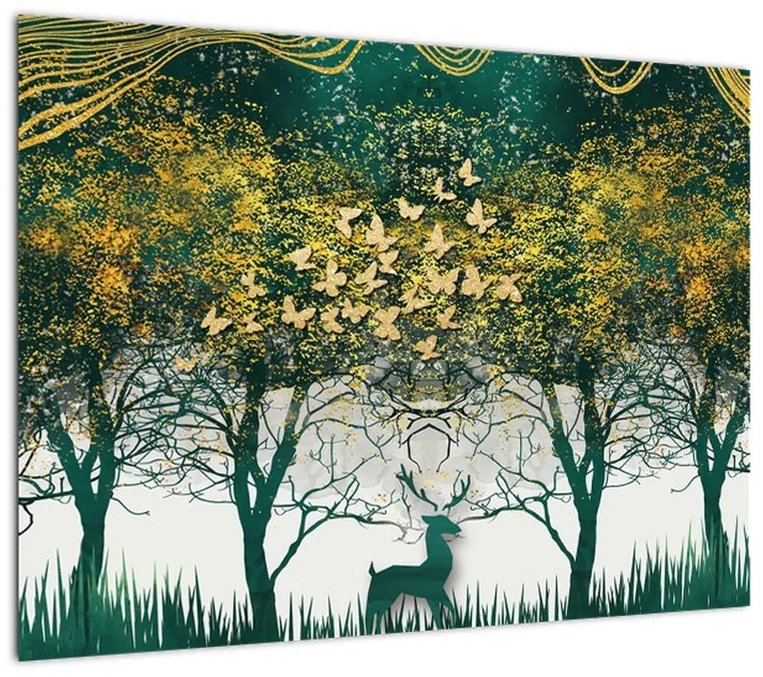 Obraz - Jelenie w zielonym lesie (70x50 cm)