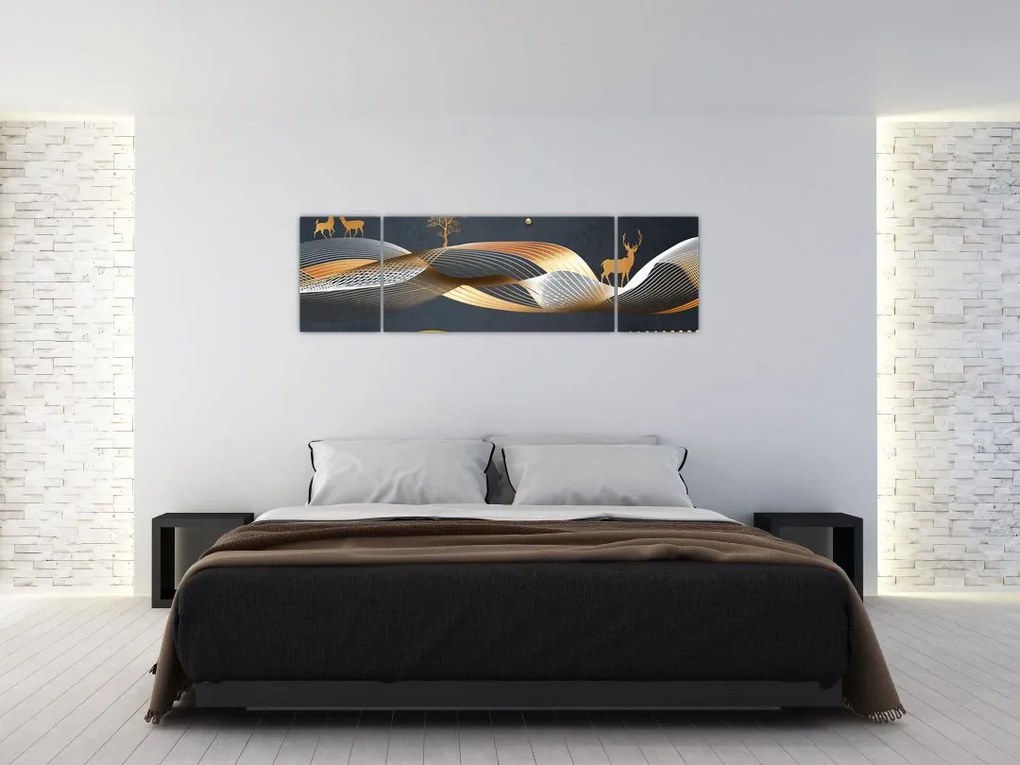Obraz - Grafika z jeleniem (170x50 cm)