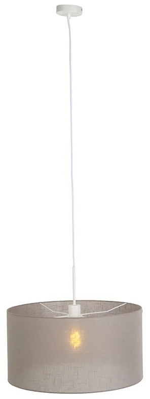 Rustykalna lampa wisząca biała z abażurem w kolorze taupe 50 cm - Combi 1 Nowoczesny Oswietlenie wewnetrzne