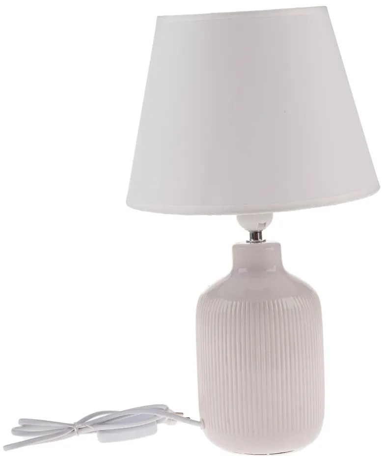Kremowa lampa stołowa z tekstylnym kloszem (wysokość 41 cm) – Dakls