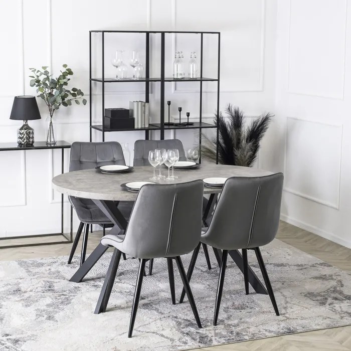 Krzesło Tapicerowane do Jadalni RIO Szare Welurowe Nowoczesne Loft