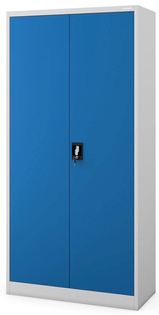 Szafa metalowa wielofunkcyjna z drążkiem szaro-niebieska, 900x1850x450 mm: DAWID