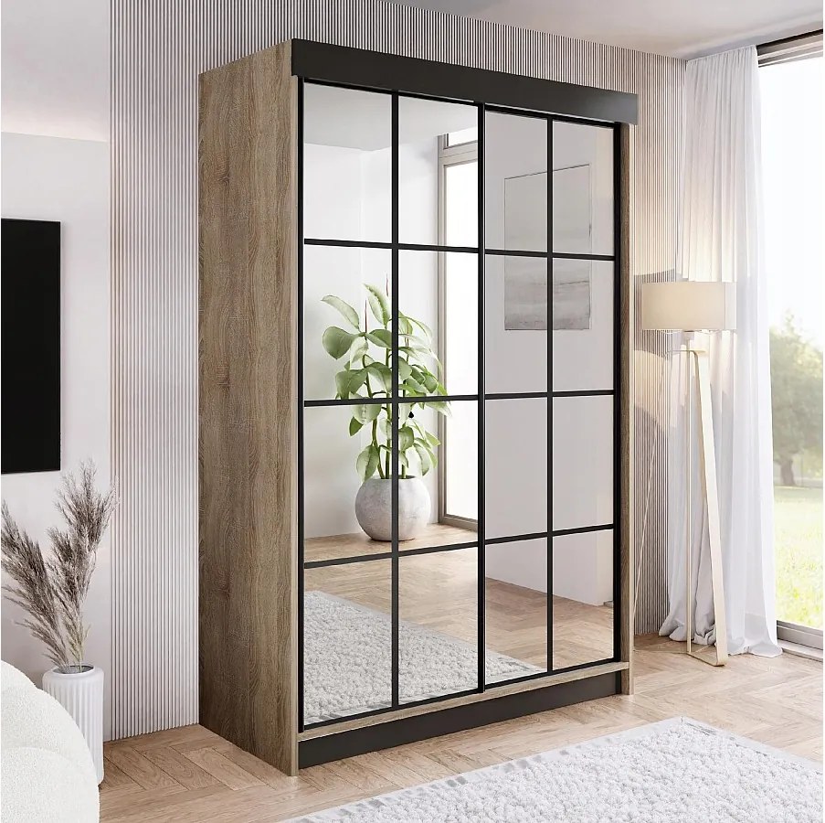 Szafa przesuwna z lustrem BARI 2 dąb sonoma 150