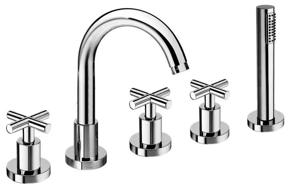 Sapho - bateria wannowa 5-otworowa AXIA chrom błyszczący