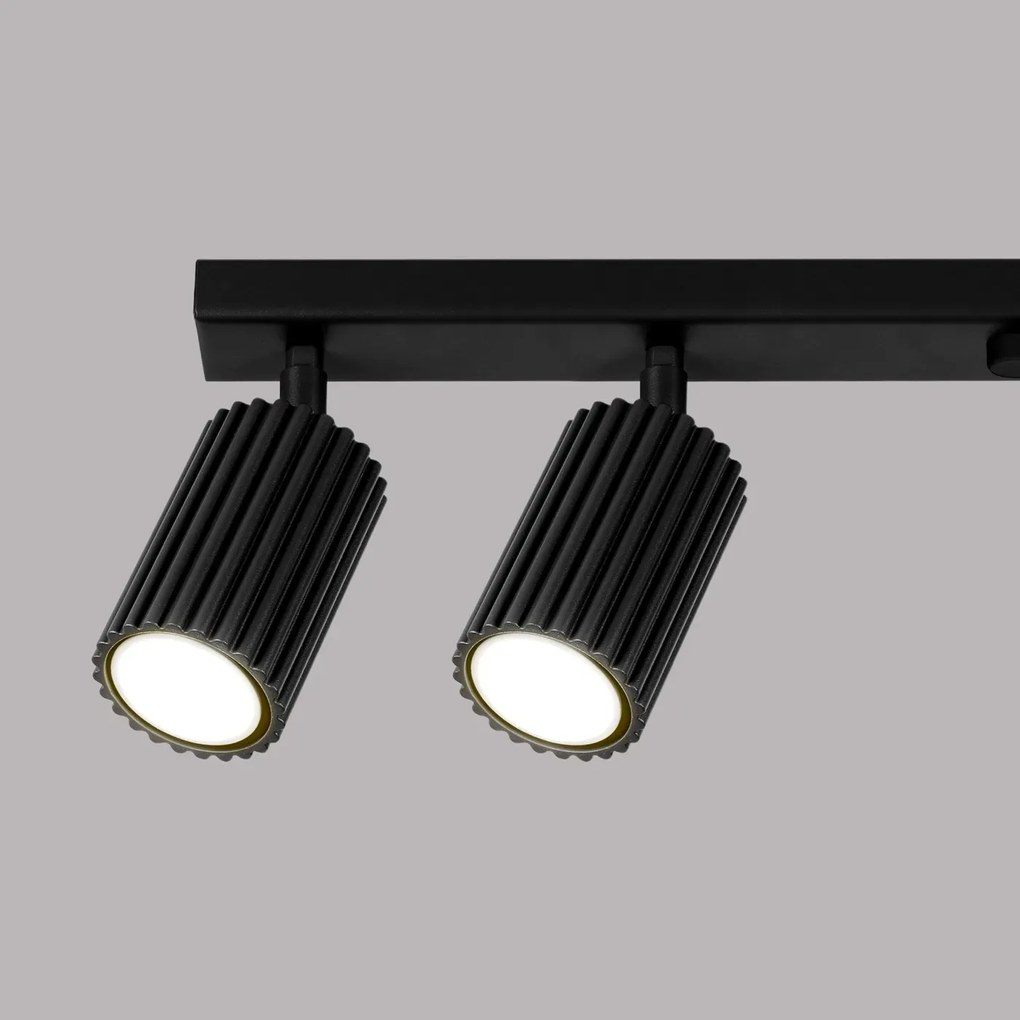Listwa oświetleniowa 6-punktowa KARBON 6L czarna ryflowana SOLLUX  LIGHTING