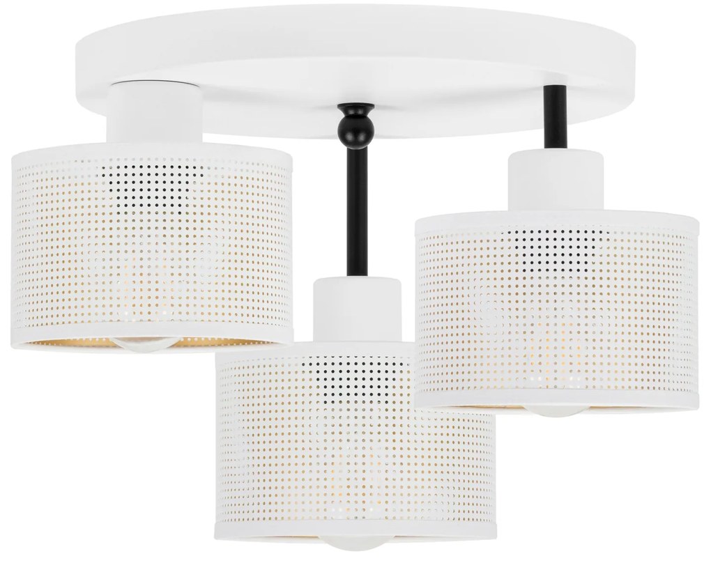 Lampa sufitowa biała trzypunktowa z białymi abażurami B-3030WE-WE E27