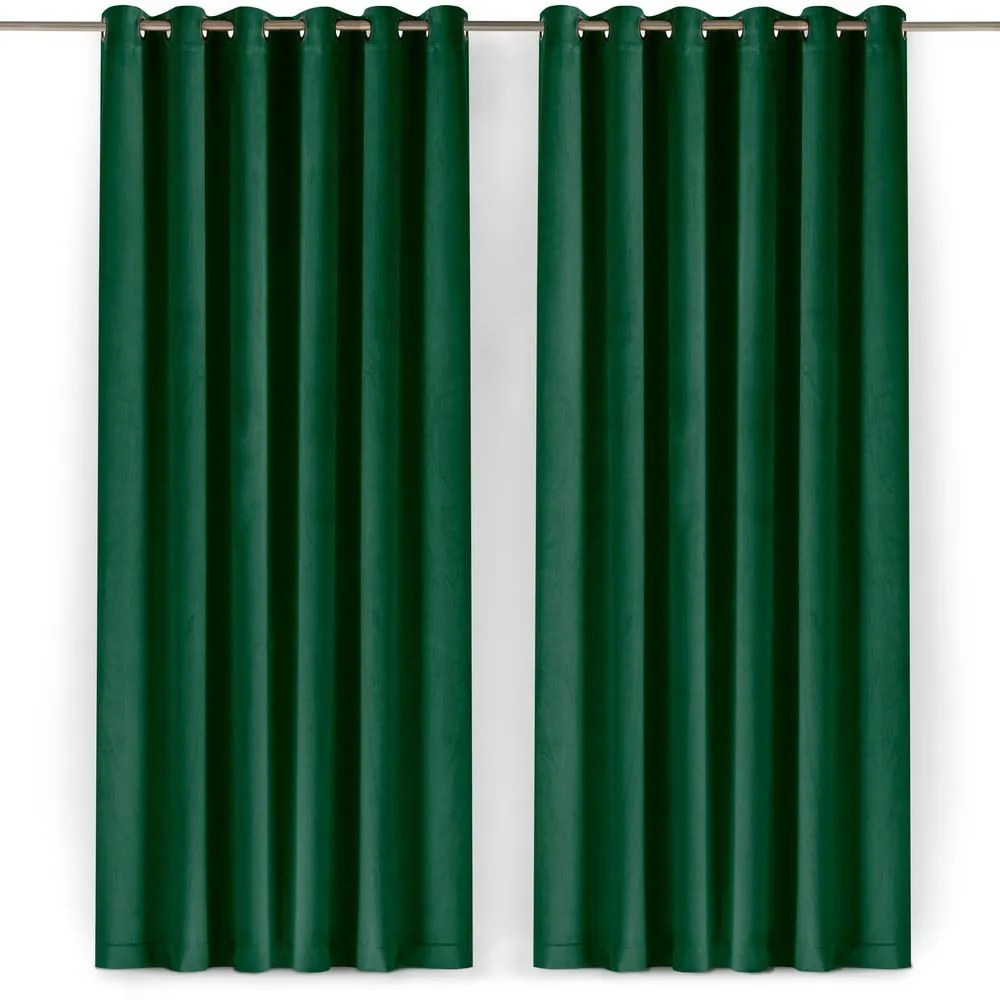 Zielona aksamitna zasłona częściowo zaciemniająca (dimout) 140x250 cm Velto – Filumi