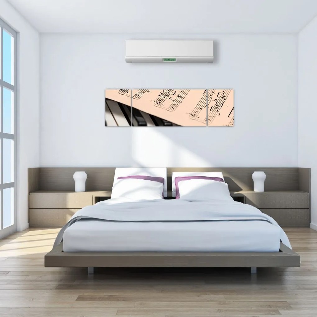 Obraz fortepianu z nutami (170x50 cm)
