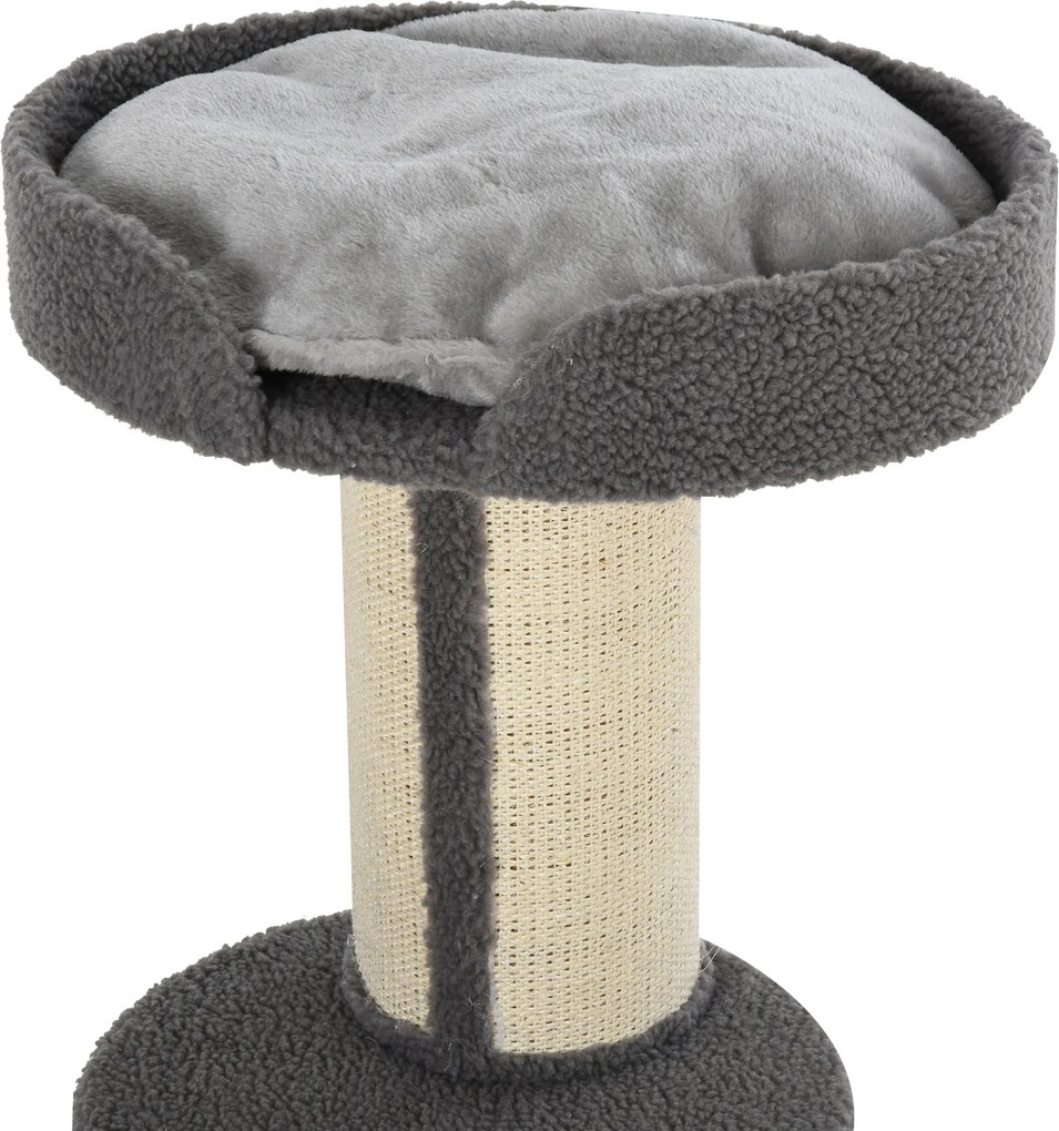 Drapak drzewko do zabawy dla kota pień sizalowy z platformą plusz szary | Aosom PL