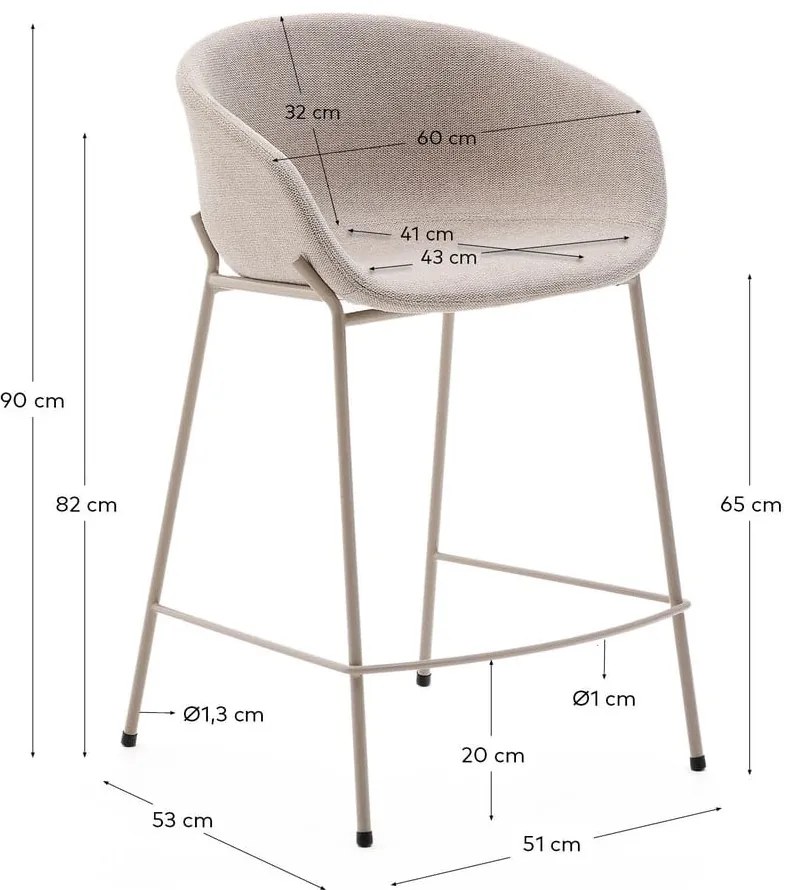 Beżowy hoker (wysokość siedziska 65 cm) Yvette – Kave Home