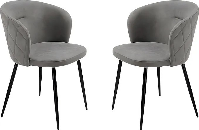 Komplet 2 krzeseł do jadalni "Claris" w jasnoszarym materiale tapicerowanym cm 56x55 78h