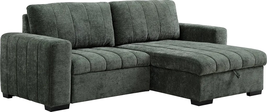 Kanapa narożna dwustronna z teksturowanej zielonej tkaniny KONOTI