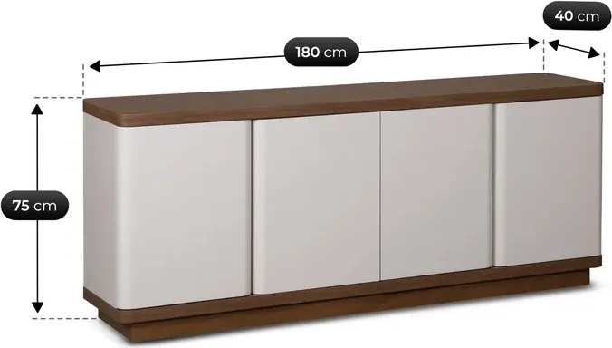 Komoda Czterodrzwiowa TIERRA 180 cm Kaszmir/Orzech Japandi